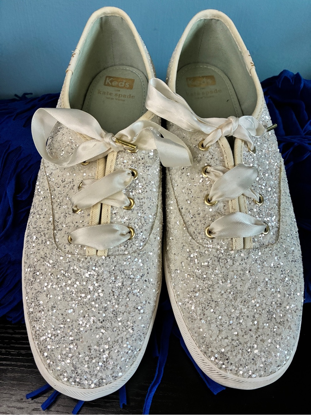 Kate Spade Keds Glitter Ribbon Sneakers
